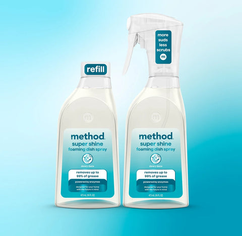 super shine foaming dish spray starter set - dewy daze, 32 fl oz