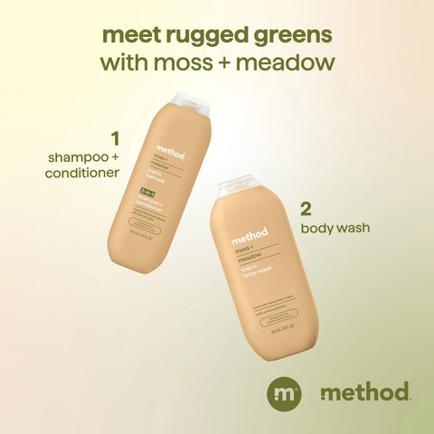 men 2-in-1 shampoo + conditioner - moss + meadow, 14 fl oz