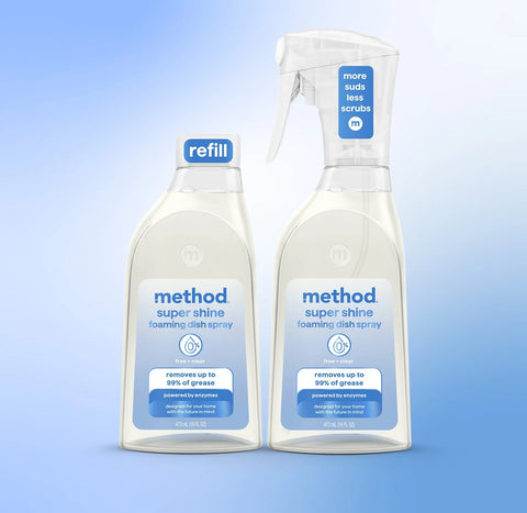 super shine foaming dish spray starter set - free + clear, 32 fl oz