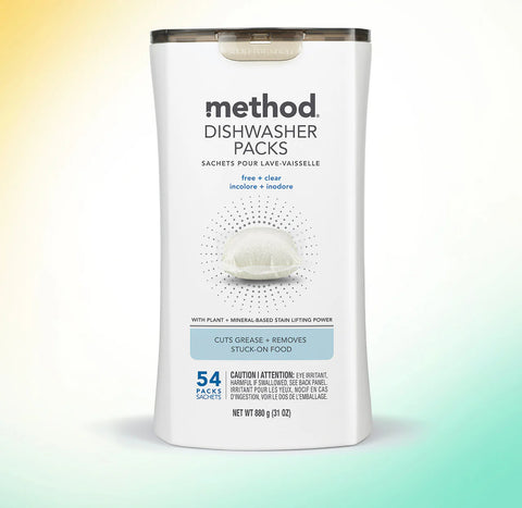 dishwasher packs - free + clear, 54 ct