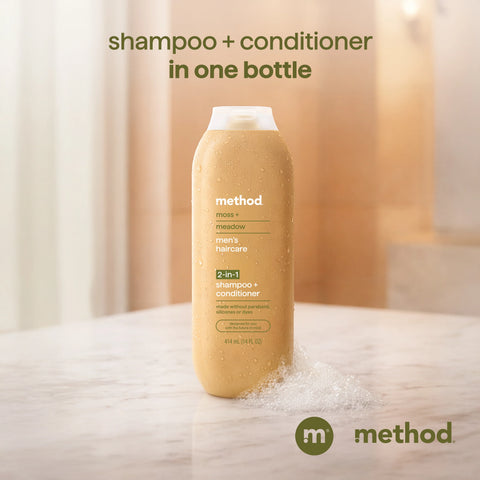 men 2-in-1 shampoo + conditioner - moss + meadow, 14 fl oz