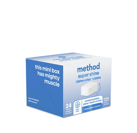super shine dishwasher tablets - free + clear, 24 ct