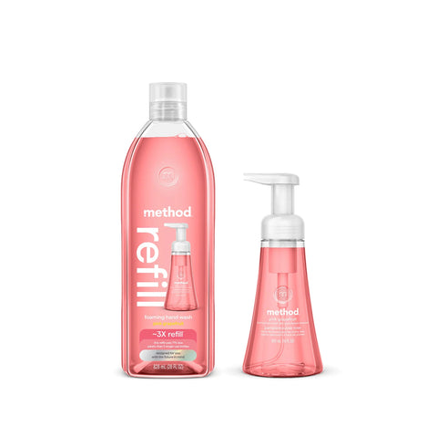 pink grapefruit foaming hand wash starter set, 38 oz