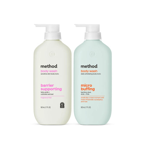 soft radiance barrier supporting + micro buffing body wash tonic bundle, 34 fl oz