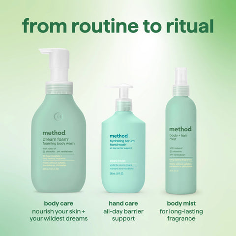 dream foam | foaming body wash - pistachio + vanilla, 13.5 fl oz