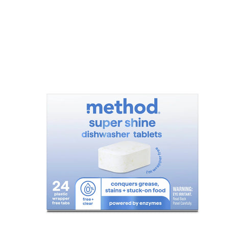 super shine dishwasher tablets - free + clear, 24 ct