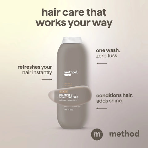 men 2-in-1 shampoo + conditioner - cedar + cypress, 14 fl oz