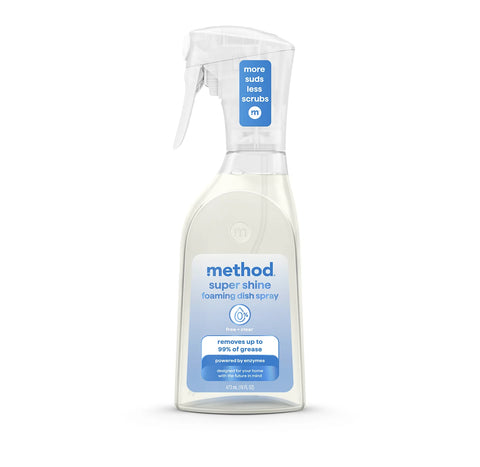 super shine foaming dish spray - free + clear, 16 fl oz
