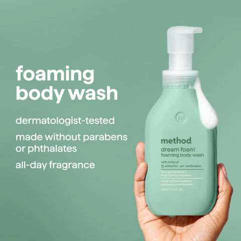 dream foam | foaming body wash - pistachio + vanilla, 13.5 fl oz