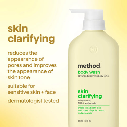 body wash tonic - skin clarifying, salicylic acid, AHA + azelaic acid, 17 fl oz