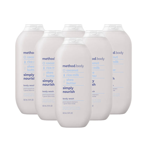 simply nourish body wash 6-count bundle, 108 fl oz
