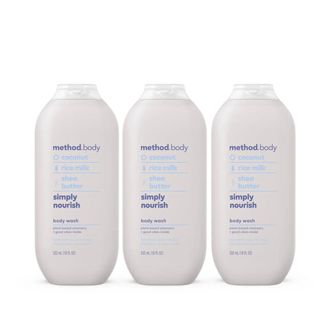 simply nourish body wash 3-count bundle, 54 fl oz