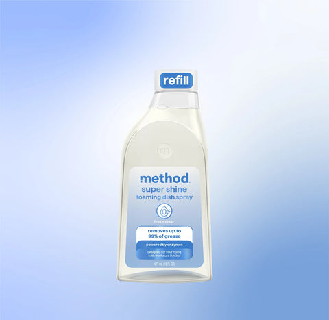 super shine foaming dish spray refill - free + clear, 16 fl oz