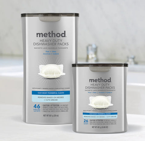 heavy duty dishwasher packs - free + clear, 26 ct