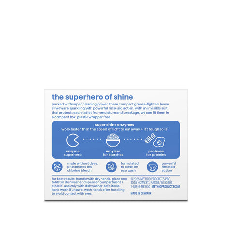 super shine dishwasher tablets - free + clear, 24 ct