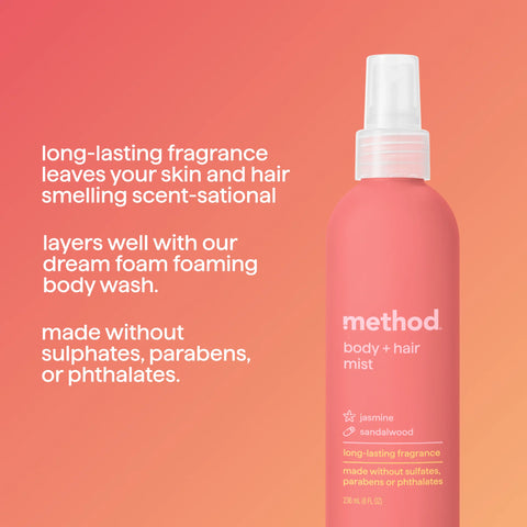 body + hair mist - jasmine + sandalwood, 8 fl oz