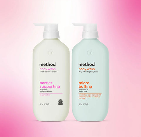 soft radiance barrier supporting + micro buffing body wash tonic bundle, 34 fl oz