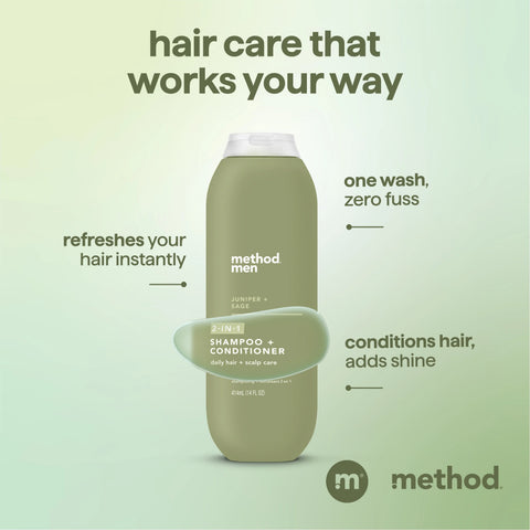 men 2-in-1 shampoo + conditioner - juniper + sage, 14 fl oz