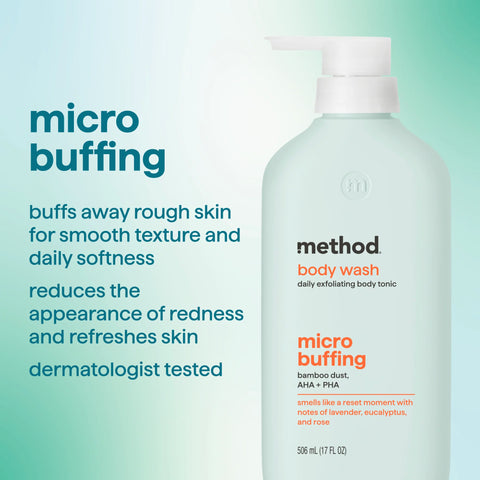 soft radiance barrier supporting + micro buffing body wash tonic bundle, 34 fl oz