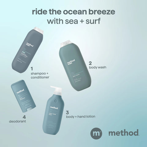 men 2-in-1 shampoo + conditioner - sea + surf, 14 fl oz