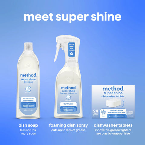 super shine dishwasher tablets - free + clear, 24 ct