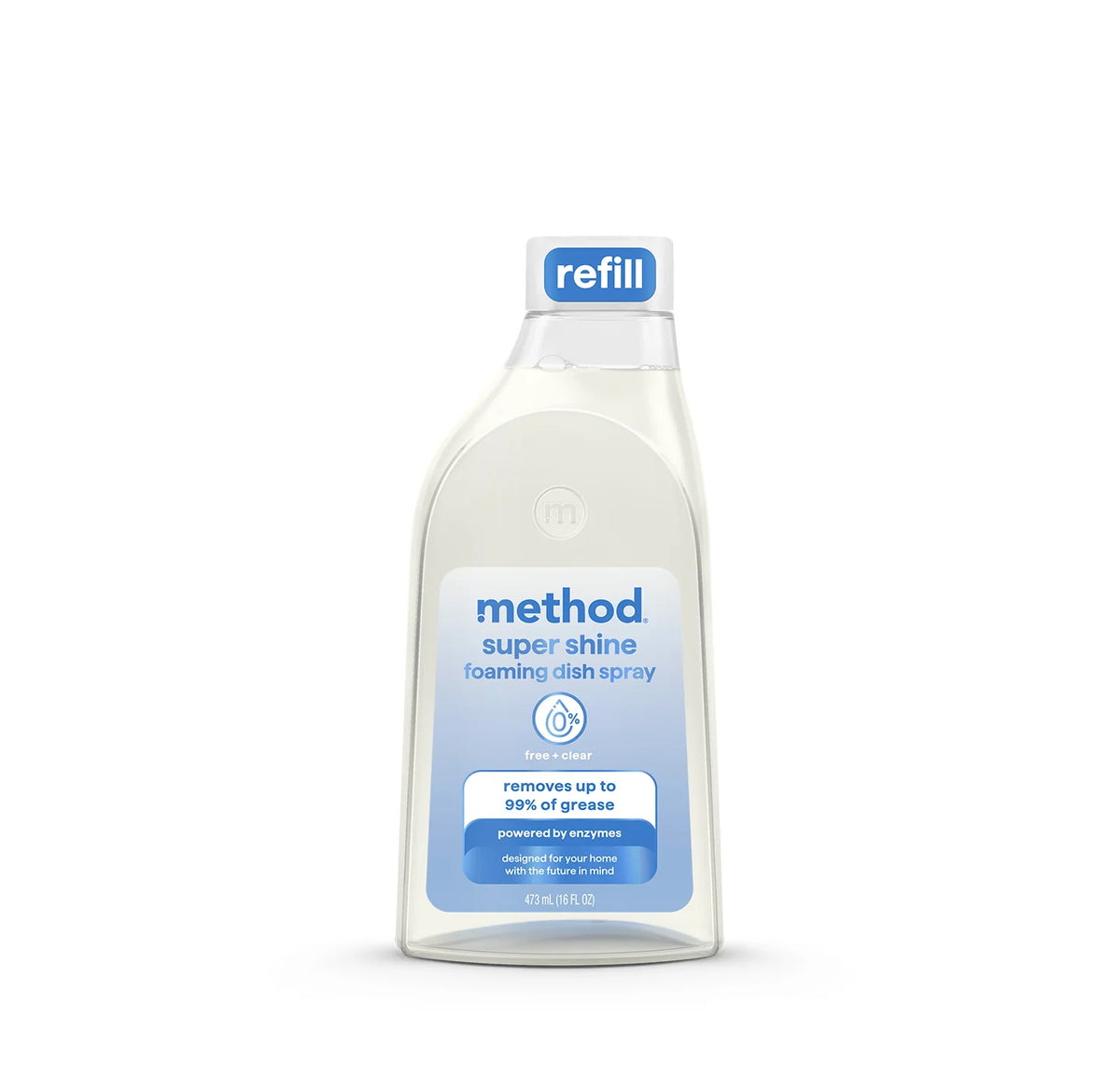 super shine foaming dish spray refill - free + clear, 16 fl oz