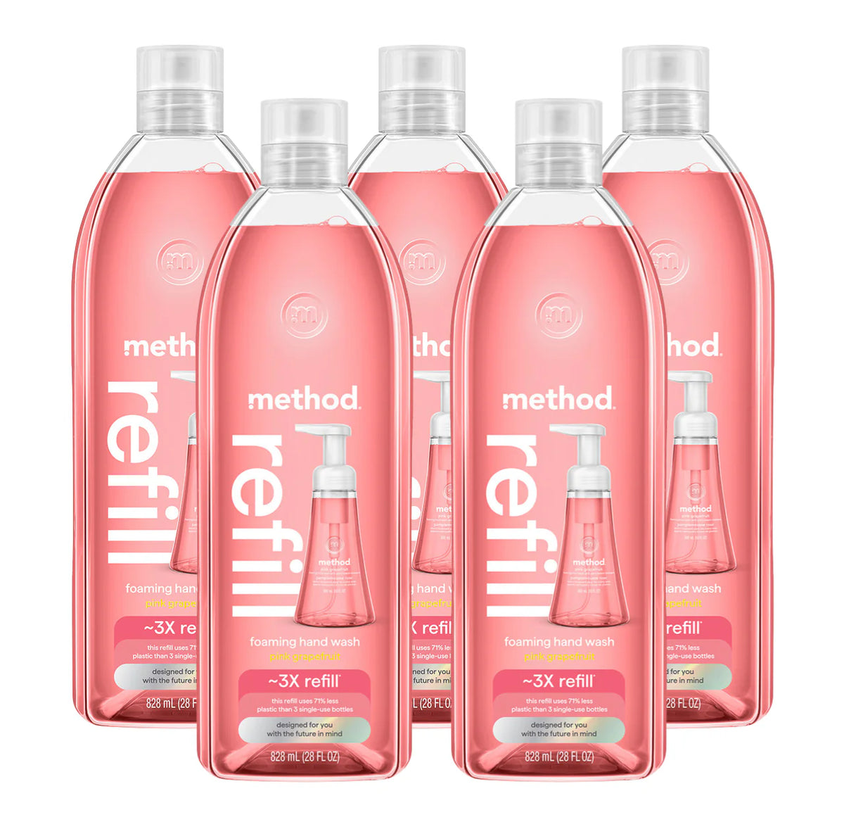 pink grapefruit foaming hand wash refill 5-count bundle, 140 fl oz