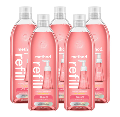 pink grapefruit foaming hand wash refill 5-count bundle, 140 fl oz