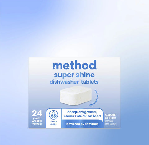 super shine dishwasher tablets - free + clear, 24 ct