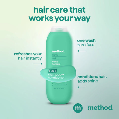 men 2-in-1 shampoo + conditioner - marine + mist, 14 fl oz