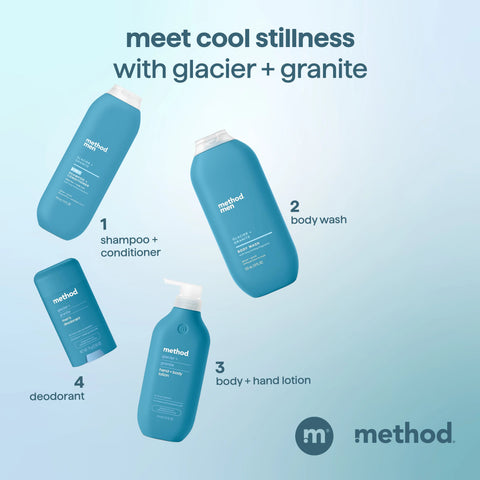 men 2-in-1 shampoo + conditioner - glacier + granite, 14 fl oz